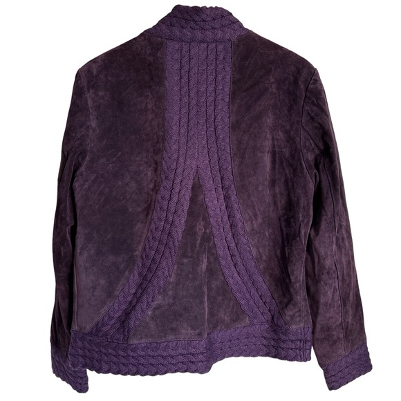 Coldwater Creek Suede Leather Jacket Women Medium Purple Lagenlook Whimsigoth - Picture 2 of 12